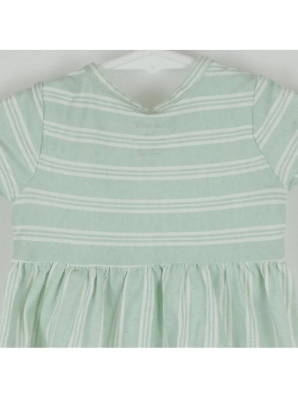 Carter's Infant Girls Size 6 Month Green Striped Knit Short Sleeve Knit Dress